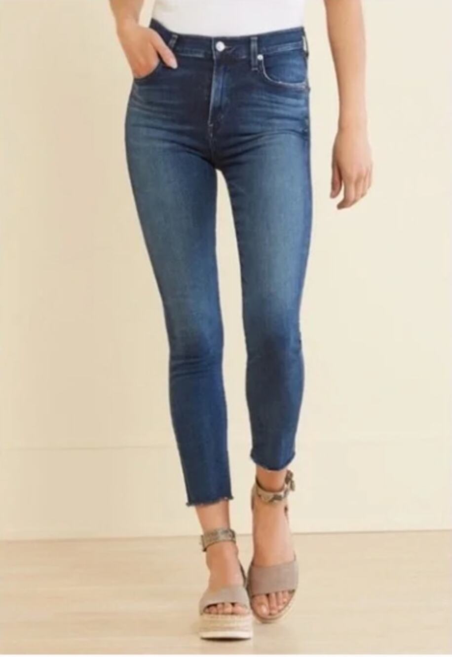 AGOLDE Sophie High Rise Raw Hem Crop Skinny‎ Denim Jean Size 29 Style A018-3005